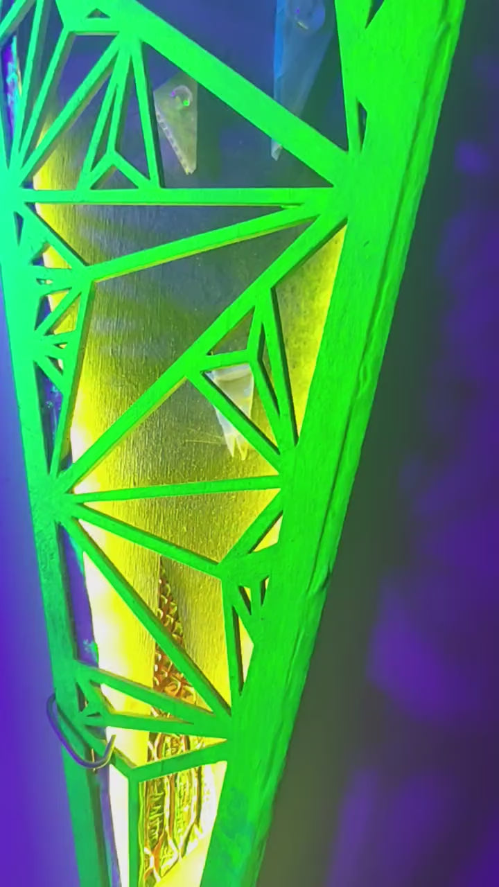 Chartreuse Tesselated Tri Prism Wall Sconce